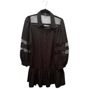 Boohoo Black Mesh Panel Dress - Size: 12